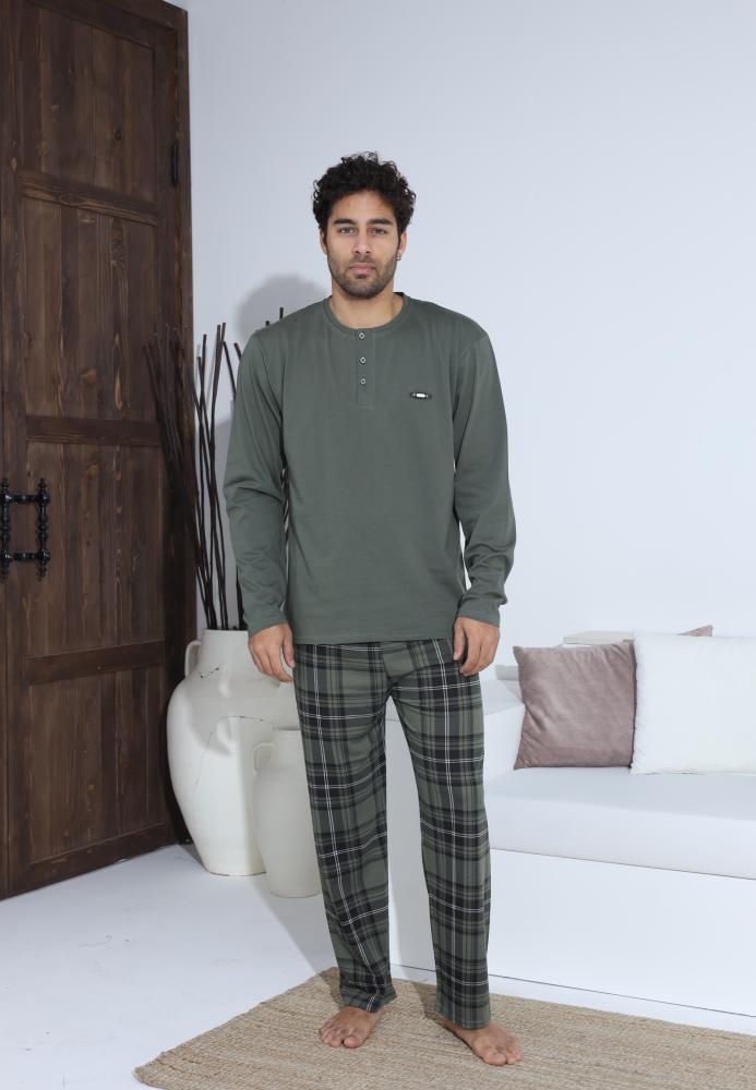 Pijama Barbati ,Maneca si Pantaloni Lungi,Culoare Verde,Engros
